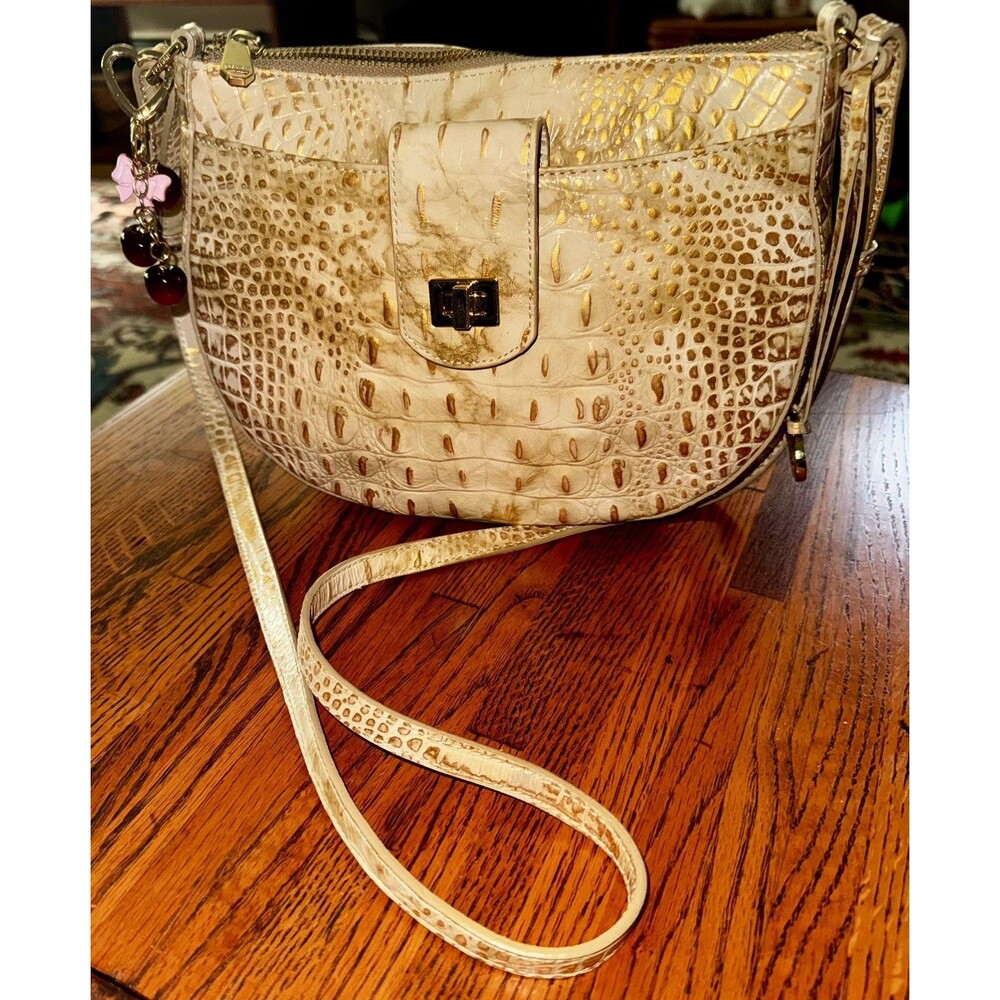 Gorgeous Brahmin Vanessa Leather Shoulder / Crossbody Bag in Gold EUC